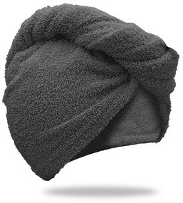 Prosop turban gri inchis cu uscare rapida, 100% bumbac