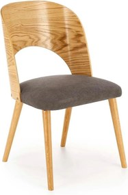 Scaun CADIZ, stejar/gri, stofa/placaj/lemn, 52x58x83 cm