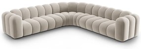 Colțar modular crem cu tapițerie din catifea Lupine – Micadoni