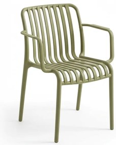 Scaun din plastic TREGO cu brate, verde