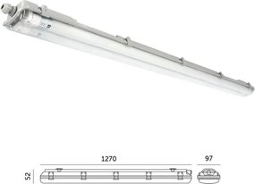 Corp de iluminat tehnic LED pentru tuburi T8, 2xG13/18W, 230V, 5000K, IP65, 127 cm