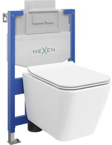 Mexen set WC încastrat cadru Felix XS-U cu vas de toaletă  Cube și capac de toaletă cu închidere lentă, Albă - 68530924000