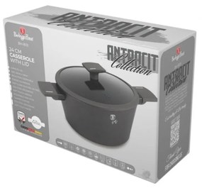 RESIGILAT - Oală cu capac 24 cm, 4.1L – Berlinger Haus BH8131, Anthracite Collection, antiaderentă, pentru supe sau tocănițe