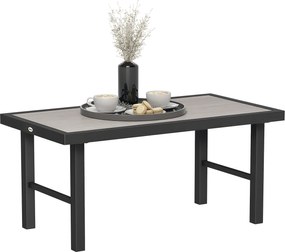 Outsunny Masă joasă de grădină dreptunghiulară masă de grădină cu blat SPC cu efect lemn din metal, 100 x 52 x 46 cm, negru | Aosom Romania