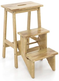 Scăunel pliabil cu 3 trepte, natur