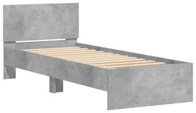838627 vidaXL Cadru de pat cu tăblie gri beton 90x200 cm lemn prelucrat