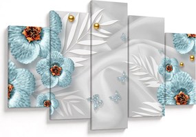 Tablou - 3D Flori albastre (150x105 cm)
