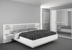 Cadru pat cu noptiere incorporate alb alpin/silk grey BOSTON EXTRA