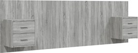 vidaXL Tăblie de pat cu dulapuri, gri sonoma, lemn prelucrat