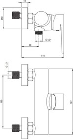 TUBO Baterie pentru duș BUT_040M