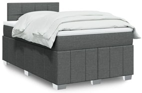 vidaXL Pat box spring cu saltea, gri închis, 120x200 cm, textil