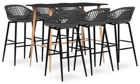 3057475 vidaXL Set mobilier de bar, 7 piese, negru și gri