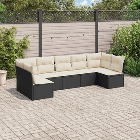 3217426 vidaXL Set canapele de grădină cu perne, 7 piese, negru, poliratan