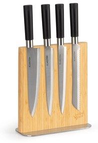 Suport pentru cuțite, drept, magnetic, pentru 8-12 cuțite, bambus, oțel inoxidabil