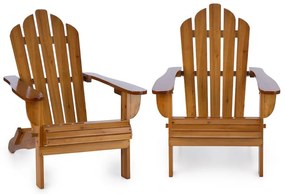 VERMONT, maro, set de 2 scaune de grădină, Adirondack, 73X88X94 cm, pliabil