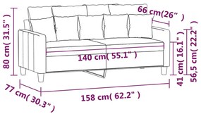Canapea cu 2 locuri, gri deschis, 140 cm, material textil Gri deschis, 158 x 77 x 80 cm