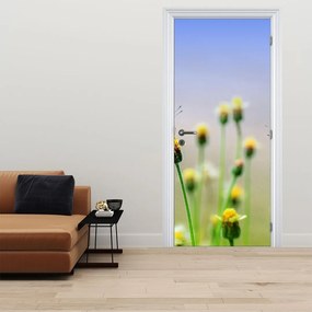 Fototapet pentru ușă - Floare și fluture (95x205cm)