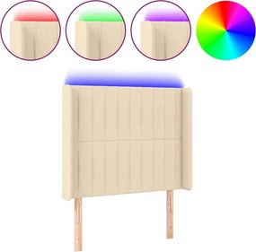vidaXL Tăblie de pat cu LED, crem, 83x16x118/128 cm, textil