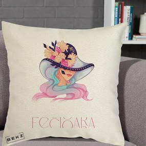 Perna Personalizata Zodie Fecioara, 40x40 cm, Ecru, Husa Detasabila, Perna Inclusa, BEKZ®