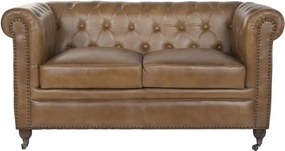 Canapea vintage 2 locuri din piele naturală, „Chesterfield"