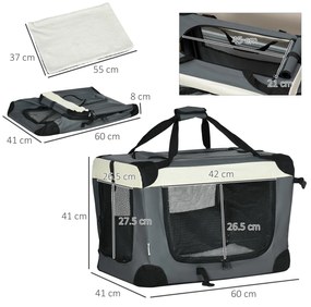 Transportor pliabil pentru animale de companie PawHut, 60cm, gri | AOSOM RO