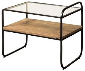 Masuta de cafea, din sticla si lemn de mango, Modern