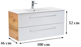 Dulap inferior Vario Clam 100 cu lavoar stejar-alb