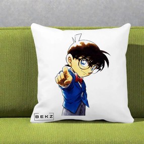 Perna Personalizata Detective Conan Conan Arata, 40x40 cm, Alba Mata, Husa Detasabila, Perna Inclusa, BEKZ®