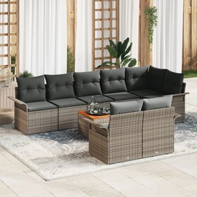 vidaXL Set de canapele pentru grădină 9 pcs Gri Rattan poli