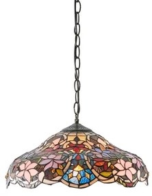 Endon 64325 - Candelabru Tiffany SULLIVAN suspendat pe lanț, 1 x E27, 60 W, 230 V, Ø 40 cm