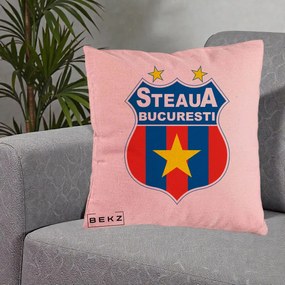 Perna Personalizata Steaua Bucuresti Fotbal, 40x40 cm, Roz, Husa Detasabila, Perna Inclusa, BEKZ®