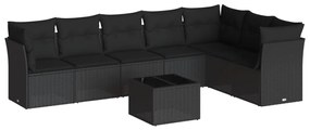 3249584 vidaXL Set mobilier de grădină cu perne, 8 piese, negru, poliratan