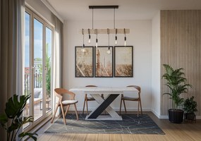 Masă de sufragerie Xalin (gri deschis + Negru) (pentru 4 până la 6 persoane). 1055282