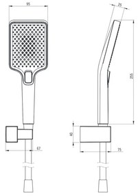 Set de dus negru cu para de dus, furtun si sistem de prindere Anemon Point