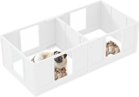 PawHut Cutie pentru căței, cu panouri clare, design în 2 compartimente, pentru câini mici | Aosom Romania