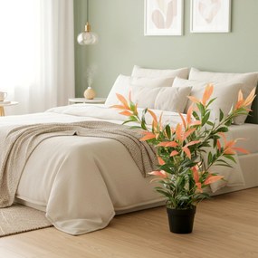 HOMCOM Photinia artificială lucioasă 90 cm, plantă artificială cu 300 de frunze, ramuri ajustabile, 45 x 45 x 90 cm, Roșu+Verde | Aosom Romania