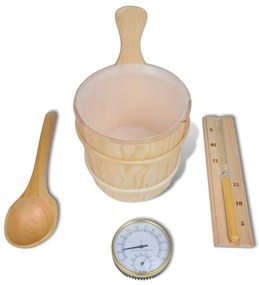 Accesorii sauna 5 p galeata lingura clepsidra termo-higrometru