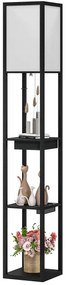 HOMCOM Lampadaire modern cu LED-uri și rafturi cu port USB A+C, comutator la picior pentru salon, cameră, birou, negru | Aosom Romania