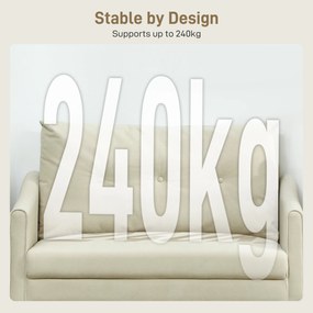 HOMCOM Canapea cu 2 Locuri din Catifea cu Spătar Matlasat și Pernă Detașabilă, Canapea Compactă Modernă cu Picioare din Metal pentru Sufragerie, 124x73x92 cm, Crem | Aosom Romania