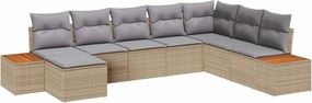 vidaXL Set de canapele pentru grădină cu pernă 8 pcs Bej Rattan poli