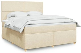 vidaXL Pat continental cu saltea, crem, 180x200 cm, textil