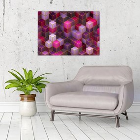 Tablou pe sticlă - Cuburi violet (70x50 cm)