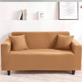 Husa elastica pentru canapea 3 locuri + 1 fata de perna cadou, uni, cu brate, portocaliu, L05