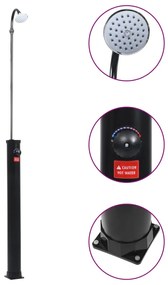 vidaXL Duș solar de grădină, negru, 215 cm, 8 L