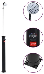 vidaXL Duș solar de grădină, negru, 215 cm, 8 L