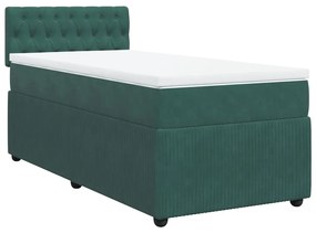 3287647 vidaXL Pat box spring cu saltea, verde închis, 90x200 cm, catifea