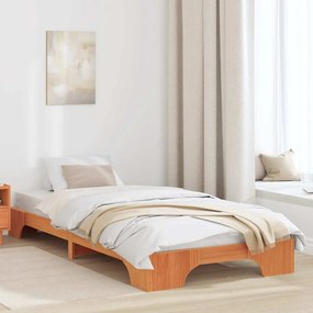 vidaXL Cadru de pat Maro ceruit 207 x 107 x 17 cm Lemn masiv de pin