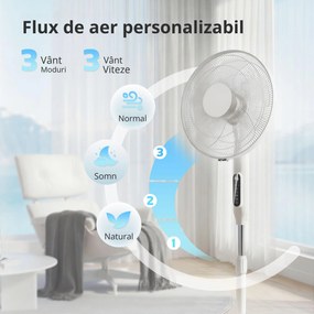 HOMCOM Ventilator de Podea cu Telecomandă, Ventilator Vertical, Alb | Aosom Romania