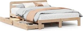 vidaXL Cadru de pat fără saltea, 135x190 cm, lemn masiv de pin