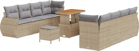 vidaXL Set de canapele pentru grădină cu pernă 11 pcs Bej poliratan